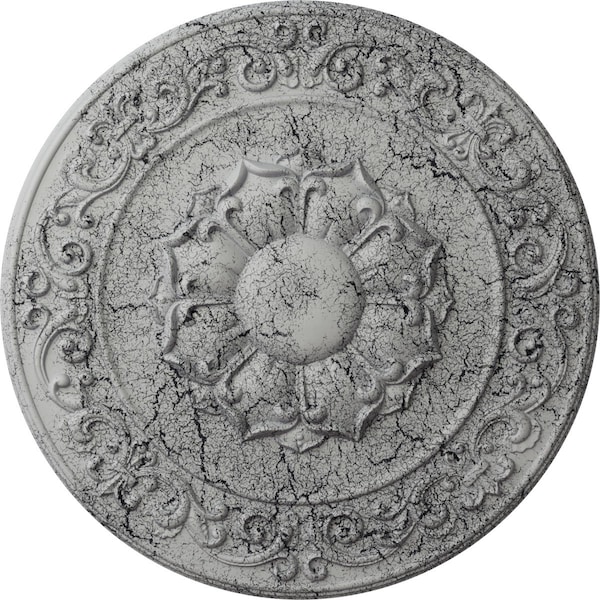 Ekena Millwork Sydney Ceiling Medallion (Fits Canopies up to 5 3/4"), 27 3/4"OD x 2"P, Ultra Pure White Crackle CM27SYUWC - main